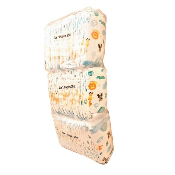 ZOO ANIMALS 25 Count Baby Disposable Diapers Size 2 ADORABLE Panda Giraffe Lion - Picture 7 of 11